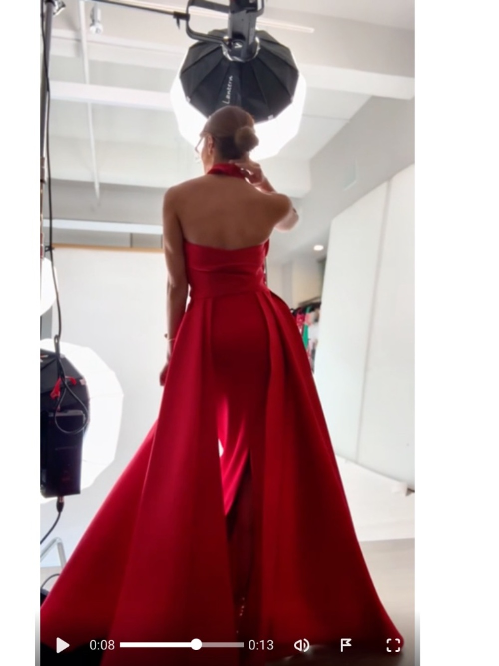 NEW BETSY & ADAM Red TWIST Halter Neck MIKADO Scuba Crepe DRAPED Sides GOWN 6 - Picture 5 of 16